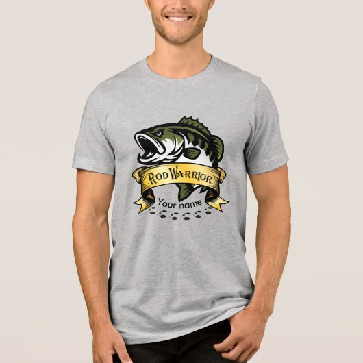 "Rod Warrior" personalized sport Bass fishing  Tri-Blend Shirt (Vorderseite)