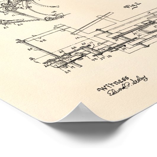 Rod Weeder Attachment 1959 Patent Art Old Peper Poster (Ecke)