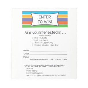 Rodan + Fields Inspired Gewinnen Sie mitmachen Notizblock