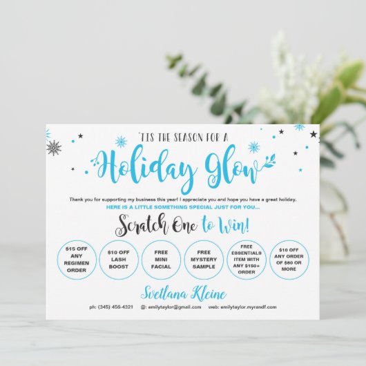 Rodan und Fields Weihnachtskarten abkratzen Ankündigung (Stehend Vorderseite)