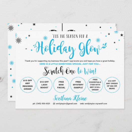 Rodan und Fields Weihnachtskarten abkratzen Ankündigung (Vorne/Hinten)