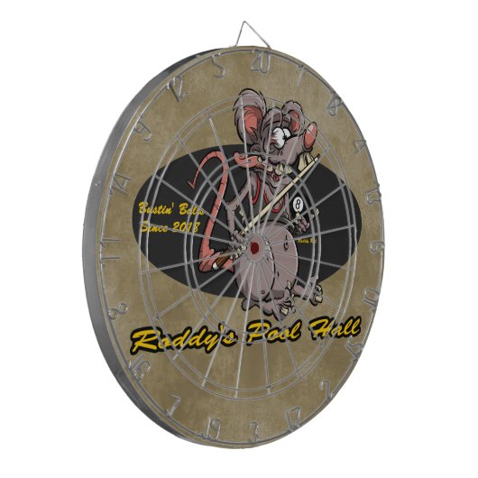 Roddy Ratten-Cartoon-Ratten-Fink-Billard-Pool Hall Dartscheibe (Vorderseite Links)