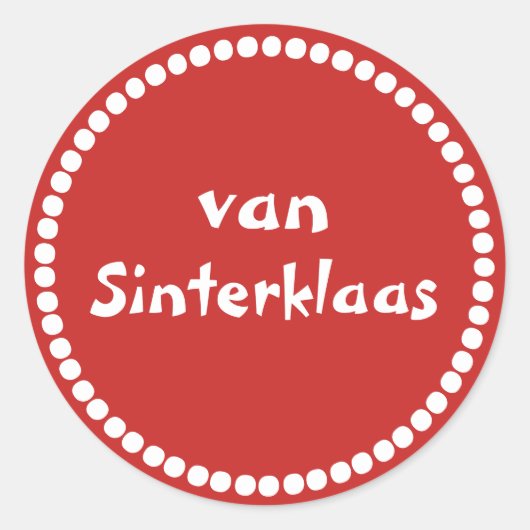 Rode cadeau sticker tekst van Sinterklaas (Vorderseite)