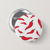 Rode Chili, Cayennepeper Patroon. Pfirsiche Button (Vorne & Hinten)