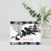 Rodelbahn Silhouette/Schneeflocke Postkarte (Stehend Vorderseite)