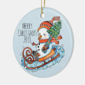 Rodelbahn Snowman Keramik Ornament (Links)