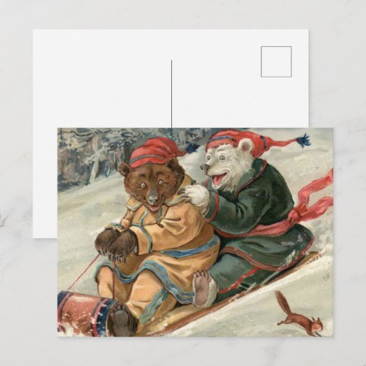 Rodelbären Postkarte (Vorne/Hinten)