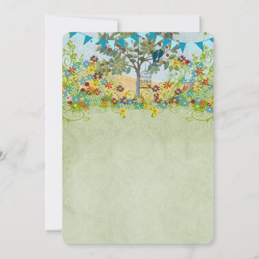 Rodelige romantische Lovebirds Bäume Einladung zur (Rückseite)