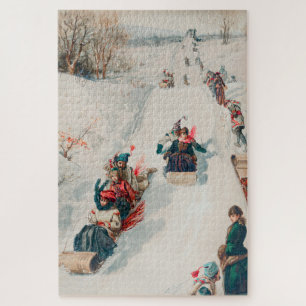 "Rodeln", Chromolithographie, Louis Prang & Co. Puzzle