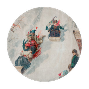 "Rodeln", Chromolithographie, Louis Prang & Co. Schneidebrett