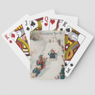 "Rodeln", Chromolithographie, Louis Prang & Co. Spielkarten