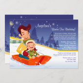 Rodeln Winter Geburtstagsfeier Einladung (Vorne/Hinten)