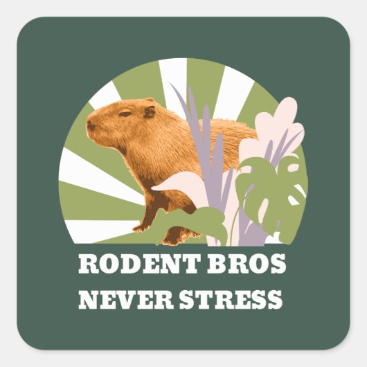 Rodent Bros Stress Capybara Quadratischer Aufkleber (Vorderseite)