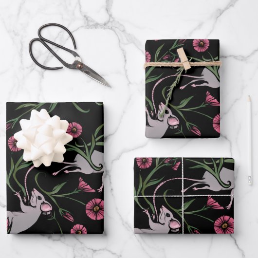 Rodent Floral Geschenkpapier Set (Vorderseite)