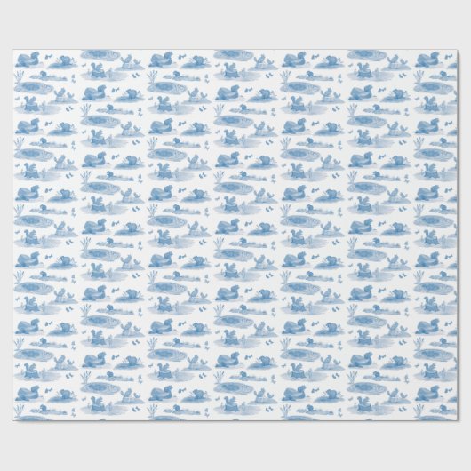 Rodent Toile Wrapping Paper (Slate Blue) Geschenkpapier (Flach)