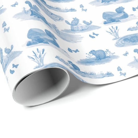 Rodent Toile Wrapping Paper (Slate Blue) Geschenkpapier (Rolleneckpunkt)
