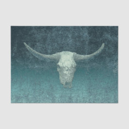 Rodeo Aquamarin Art Textur Rustic Bull Skull Seidenpapier