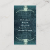 Rodeo Aquamarin Tattoo Shop Rustic Bull Skull Visitenkarte (Rückseite)