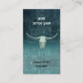 Rodeo Aquamarin Tattoo Shop Rustic Bull Skull Visitenkarte (Vorderseite)