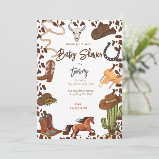 Rodeo Baby Shower Einladung (Stehend Vorderseite)