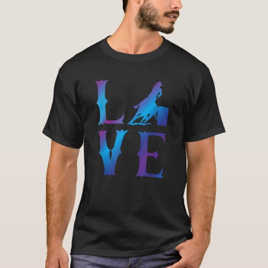 Rodeo Barrel Racing LOVE Distressed Blue  T-Shirt (Vorderseite)