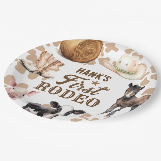 Rodeo Birthday Boy Western Pappteller (Schrägansicht)
