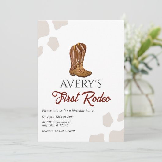 Rodeo Birthday Einladung (Stehend Vorderseite)