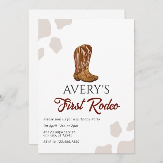 Rodeo Birthday Einladung (Vorne/Hinten)