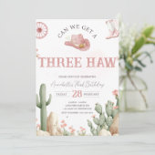 Rodeo Birthday Invitation Three, Third Birthday Einladung (Stehend Vorderseite)