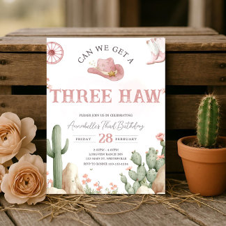 Rodeo Birthday Invitation Three, Third Birthday  Einladung