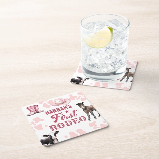 Rodeo Birthday Pink Paper Untersetzer (Vor Ort)