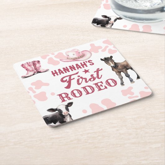 Rodeo Birthday Pink Paper Untersetzer (angewinkelt)