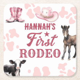 Rodeo Birthday Pink Paper Untersetzer