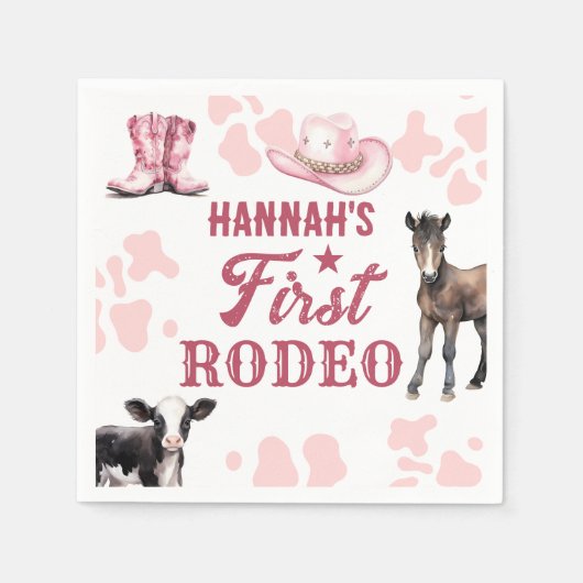 Rodeo Birthday Pink Western Paper Napkin Serviette (Vorderseite)