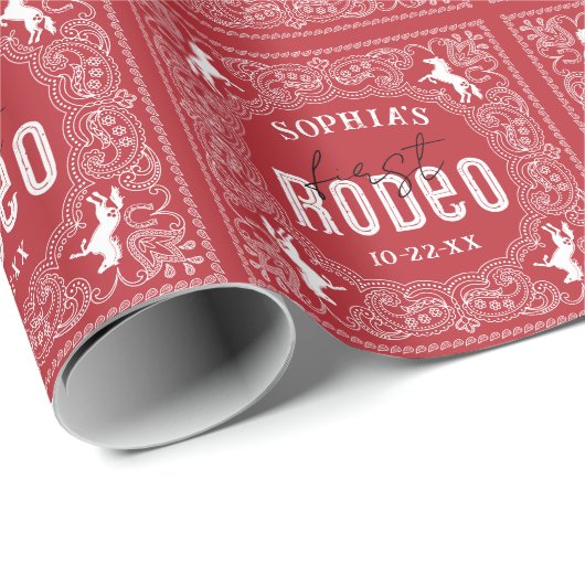 Rodeo Birthday Wrapping Paper - Western Bandan Geschenkpapier (Rolleneckpunkt)