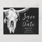 Rodeo Black and White Bull Skull Save the Date Einladungspostkarte (Vorderseite)