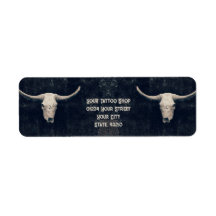 Rodeo Black Rustic Western Tattoo Shop Bull Skull