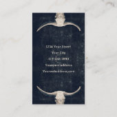 Rodeo Black Rustic Western Tattoo Shop Bull Skull Visitenkarte (Rückseite)