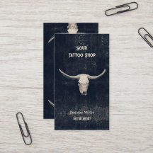 Rodeo Black Rustic Western Tattoo Shop Bull Skull
