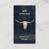 Rodeo Black Rustic Western Tattoo Shop Bull Skull Visitenkarte (Vorderseite)