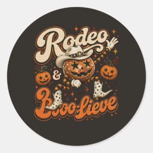 Rodeo & Boo-lieve Western Halloween Design Runder Aufkleber