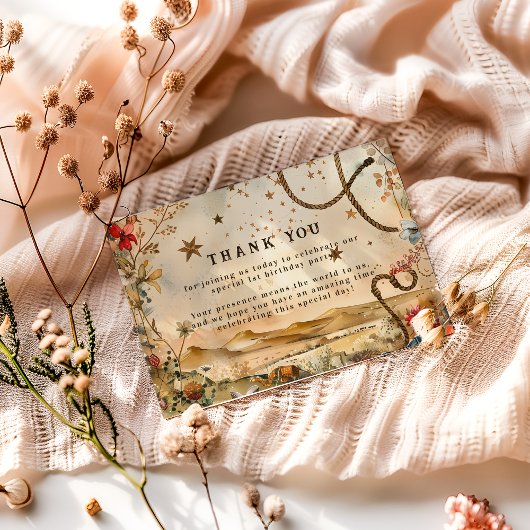 Rodeo Boots & Cactus 1st Birthday Dankeskarte