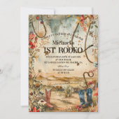 Rodeo Boots & Cactus 1st Birthday Einladung (Vorderseite)