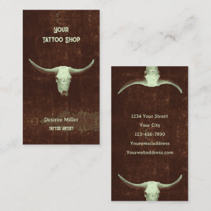 Rodeo Braun Rustikal Western Tattoo-Studio Bullens Visitenkarte