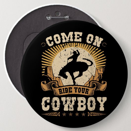 Rodeo Bronc Reiten Dein Cowboy Buckpferd Button (Vorne & Hinten)