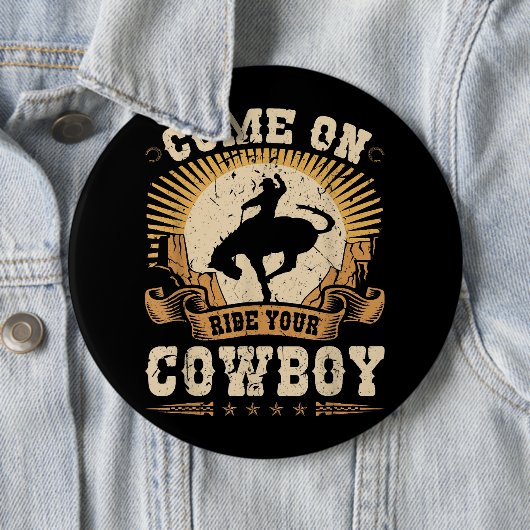 Rodeo Bronc Reiten Dein Cowboy Buckpferd Button (Beispiel)