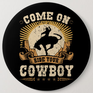 Rodeo Bronc Reiten Dein Cowboy Buckpferd Button