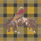 Rodeo Bronco Busting Cowboy on Kariert Aufkleber (Vorderseite)