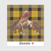 Rodeo Bronco Busting Cowboy on Kariert Aufkleber (Blatt)