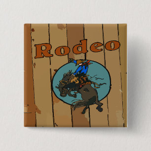 Rodeo Bucking Horse Wood Sign Button